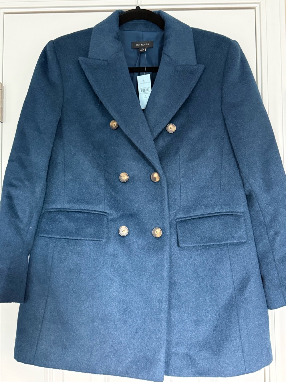 NWT Ann Taylor Double-Breasted Dark Teal Pea Coat - Picture 2 of 6